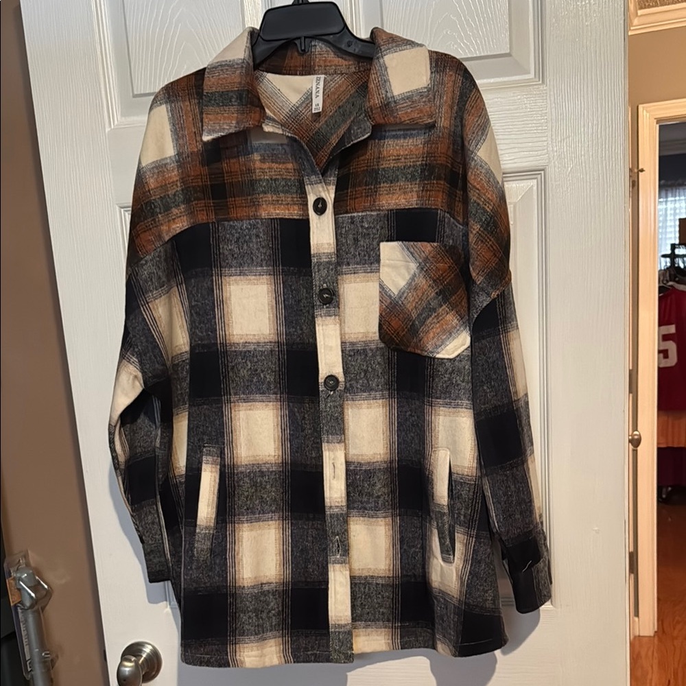 Zenana Plaid Shacket with Pockets